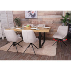 Mendler HWC-M65 Set of 6 Dining Room Chairs, Kitchen Chairs, Recliner Chairs, Rotatable Car Position, Metal Fabric/Textile, Cream/Beige