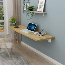 Klapptisch zur Wandmontage, platzsparender Schreibtisch für kleine Räume, ideal als Wäsche-Computer- oder Arbeitszimmertisch, kompakter Wandtisch in Walnussholz-Finish