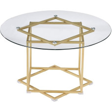 Liink1Ga Coffee Table Glass Table for Living Room, Round Coffee Tables, Modern Couch Side Table, Sofa Table, Round Room Table with Champagne Gold Frame and Glass Top (Tempered Glass)