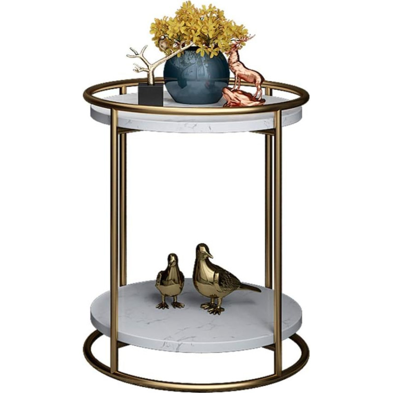 CAFIEDR Couchtisch, tragbarer Marmortisch, runder Couchtisch, Wohnzimmer-Sofatisch, Schlafzimmer-Nachttisch -40 cm * 40 cm * 50 cm