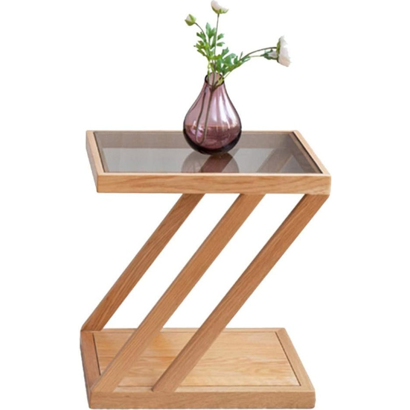 CAFIEDR Couchtisch, Sofatisch aus Massivholz, Ablagetisch aus gehärtetem Glas, lässiger Couchtisch, zum Schreiben, Lesen, Wohnzimmer
