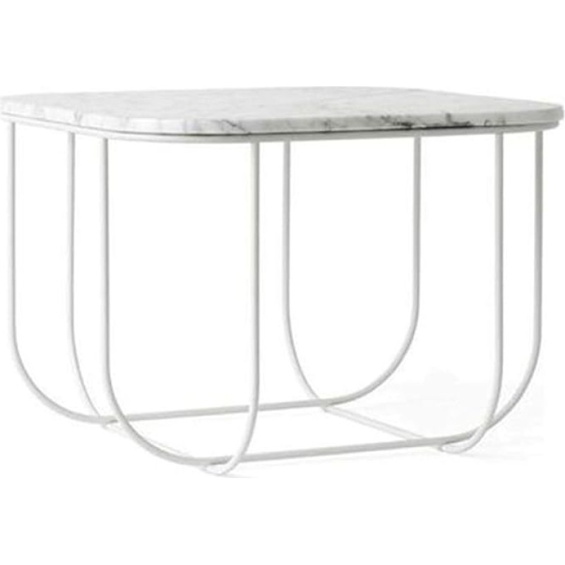 CAFIEDR Coffee Table, 100% Solid Wood, Sofa Table, Living Room Coffee Table with Metal Frame, Waterproof, Rustproof, Long Service Life, White