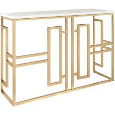 CAFIEDR Coffee Table, Household Console, Sofa Table with Marble Top and Metal Frame, Living Room Side Table, W 80 x D 30 x H 80 cm