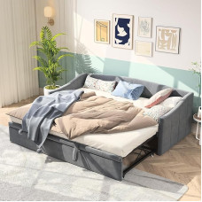 PRTECY Sofa Bed, Couch, Bed, Padded, Convertible, Folding Sofa Bed with Slatted Base, Extendable Extendable Sofa Bed for Living Room, Apartment (without Mattress) (Grey C)