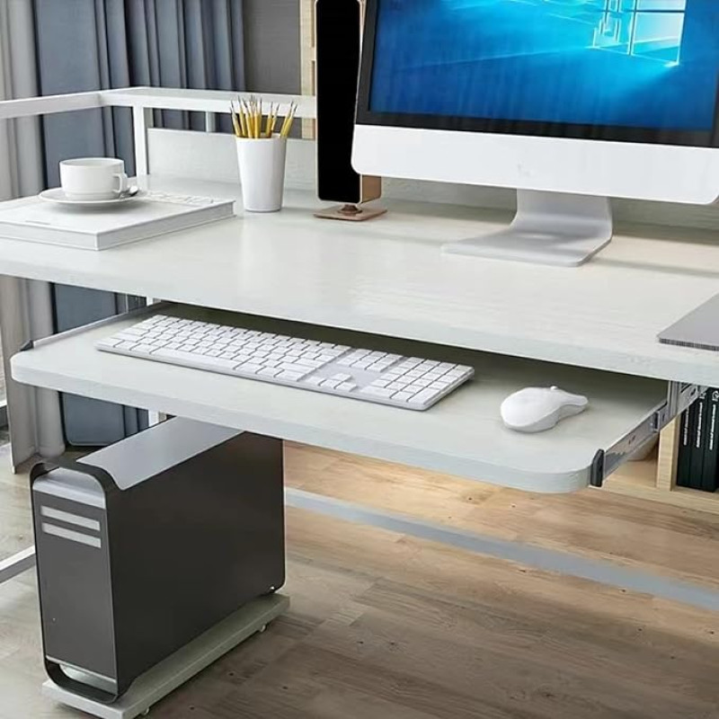 Ergonomische Tastaturablage unter dem Schreibtisch mit abgerundeten Ecken, Schiebe-Tastaturstütze für Computer, 54 cm, weiß, Bürozubehör, platzsparendes Design