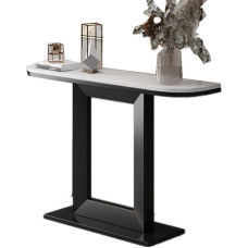 CAFIEDR Coffee Table, Black Console Table, Sofa Table with 2 Shelves, Marble Table Top, Metal Frame for Living Room, Bedroom, 80 x 30 x 80 cm