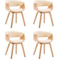 vidaXL Set of 4 Dining Room Chairs with Backrest, Dining Chair, Kitchen Chair with Wooden Frame, Chair for Dining Room, Kitchen, Cream Bentwood Faux Leather
