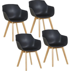 DORAFAIR Lot of 4 Dining Room Chairs, Living Room Chair, Retro Chair, Side Table with Solid Beech Wood Legs - Black
