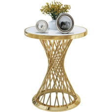 CAFIEDR Coffee Table Curved Sofa Table Marble Table Metal Frame Waterproof Corrosion Resistant -50cm * 50cm * 63cm