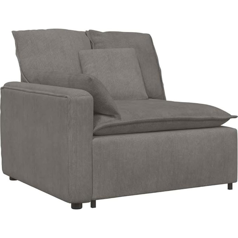 vidaXL Modular Sofa End Module with Armrest Cushion Light Grey 100 cm Modular Couch Sofa Modern Chic Sofa Sofa with Armrest Corduroy Fabric Sofa