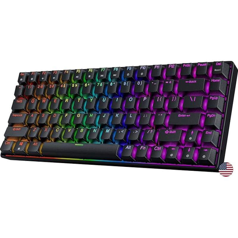 Geeky GK75 75% | Hot Swappable Mechanical Gaming Keyboard | 84 Keys Multi Colour RGB LED Backlight for PC/Mac Gamer| ANSI US American Layout (Black, Mechanical Speed Yellow)