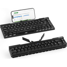 RK ROYAL KLUDGE F68 60% Foldable Low Profile Mechanical Keyboard, Wireless Mechanical Keyboard with Aluminium Body, Built-in Stand Holder, White Backlit, 68 Keys, Tactile Brown Switch