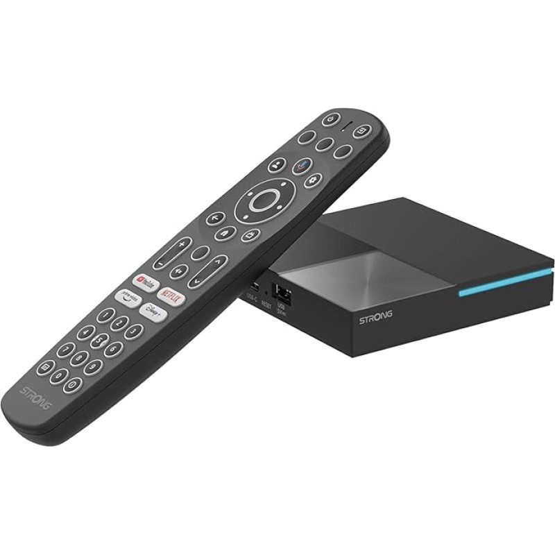 STRONG Leap-S3 Pro 4K UHD Google TV striimiboks Ethernet-portiga, Android 12, 4 GB RAM + 32 GB mälu, Wi-Fi 6, integreeritud Chromecast, Google Voice Control, Dolby Atmos & Dolby Vision