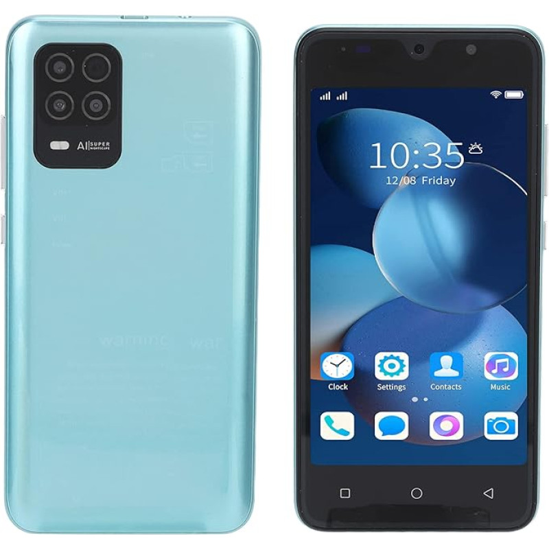 Elprico 8Pro mobiiltelefonid, 5-tolline Dual SIM nutitelefon ilma lepinguta, RAM 2 GB ROM 32 GB, 2 MP + 5 MP kaamera, 2200 mAh, näotuvastusega mobiiltelefon Androidile (roheline)
