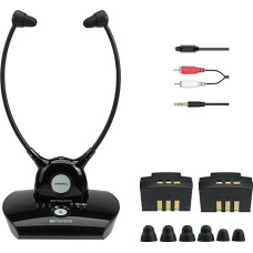 Retekess TA008 juhtmevabad kõrvaklapid telerile, TV helivõimendi eakatele, 2.4G madala latentsusega, ühe klahviga kuulmisvõimendi, reguleeritav summutus, topeltaku - 10H kasutamine, 30 m, kõrvaklapid telerile