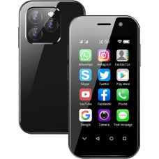 Mini nutitelefon, 4G väike telefon 3,0 tolli, kaks SIM-kaarti, 2600 mAh aku, 2MP + 5MP kaks kaamerat, laste telefon näo lukustamisel, täiskasvanute varutelefon (2GB + 16GB, must)