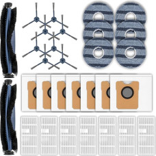 (30 Stücke) C20 Omni Ersatzteile kompatibel mit Eufy C20 Omni Roboterstaubsauger, 2 Rollenbürste, 8 Seitenbürsten, 7 HEPA-Filter, 7 Staubbeutel, 6 Wischpads, Vakuumbefehlszubehör Zubehör Kit