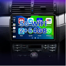 2+64GB Android Car Radio for BMW E46 1999-2005 with Carplay Android Car, 9 Inch Touch Display Radio Support GPS Navi BT FM RDS EQ WiFi USB Reversing Camera