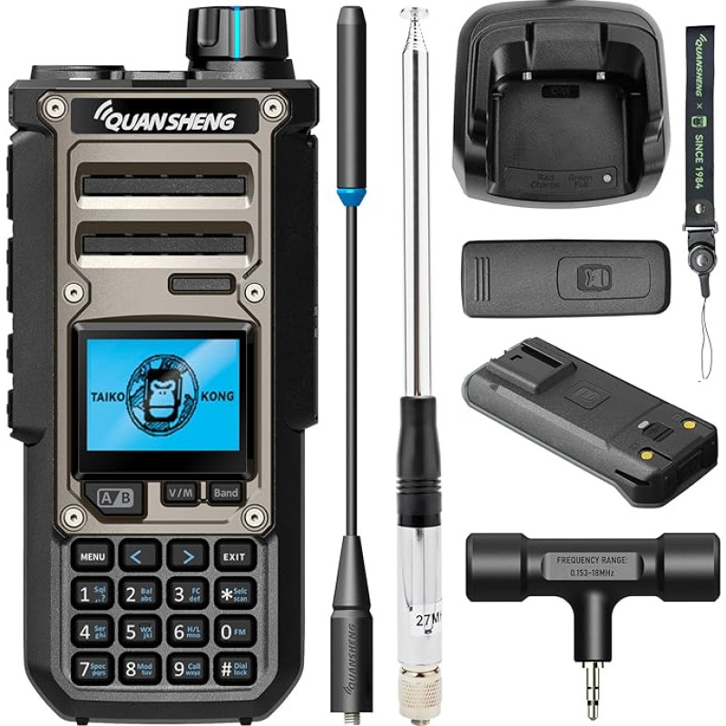 HYS Quansheng TK-11(8) 10W VHF/UHF Walkie Talkie, Type-C laadimisport ja 3000 mAh aku, spektrianalüsaator, professionaalne kahepoolne raadio 27MHz antenniga