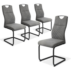 JIEXI Dining Room Chairs, Set of 4, Rocking Chairs, Cantilever Chairs, 150 kg Load, Grey