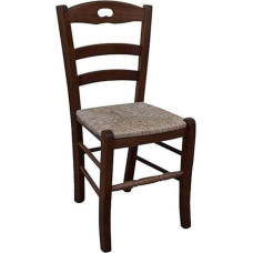 OKAFFAREFATTO MADDALONI Solid wood chair with straw seat, pre-assembled, dark walnut, robust model Lory with rounded footrest with new screw anchoring system.