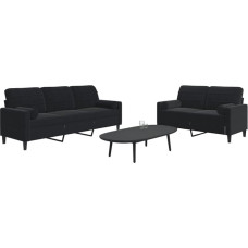 Juroupi 2-Piece Sofa Set with Cushion Sofa Living Room Sofa Set Living Room Sofa Set Sofas for Living Room and Bolsters Black Velvet