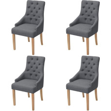 Festnight Set of 4 Dining Room Chairs, Dining Chairs, Oak Wood Legs, Kitchen Chairs, Dining Room Chairs, Chair Set, Fabric Padding, 52 x 60 x 95.5 cm, Dark Grey