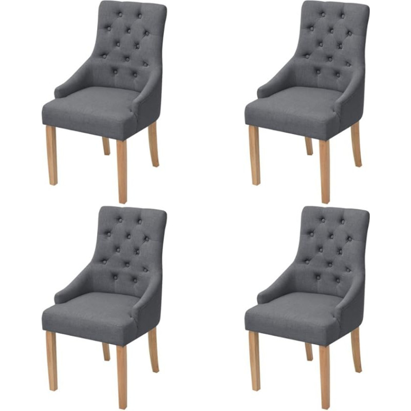Festnight Set of 4 Dining Room Chairs, Dining Chairs, Oak Wood Legs, Kitchen Chairs, Dining Room Chairs, Chair Set, Fabric Padding, 52 x 60 x 95.5 cm, Dark Grey