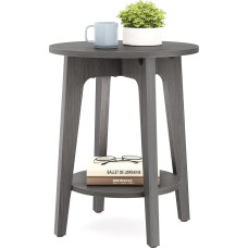 VASAGLE Side Table, Small Round Side Table with Bottom Shelf, Bedside Table for Small Spaces, Living Room, Bedroom, Smoke Grey ULET283T68