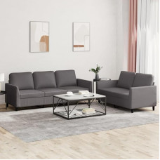 Juroupi 2-TLG. Sofagarnitur mit Kissen Sofa Wohnzimmer Sitzgruppe Wohnzimmer Sofa Set Sofas FüR Wohnzimmer Grau Kunstlederer - 3201762