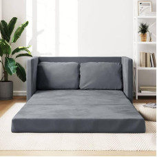 ZEYUAN Floor Sofa with Sleep Function, Dark Grey, 122 x 204 x 55 cm, Velvet, Lounge Sofa, Sofas & Couches, Relax Sofa, Couch for Living Room - 353958
