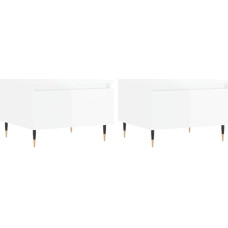 vidaXL Coffee Table, Set of 2, Sofa Table for Living Room, Living Room Table with Lots of Storage Space, Side Table, Coffee Table, Living Room Furniture, High Gloss White Wood Material