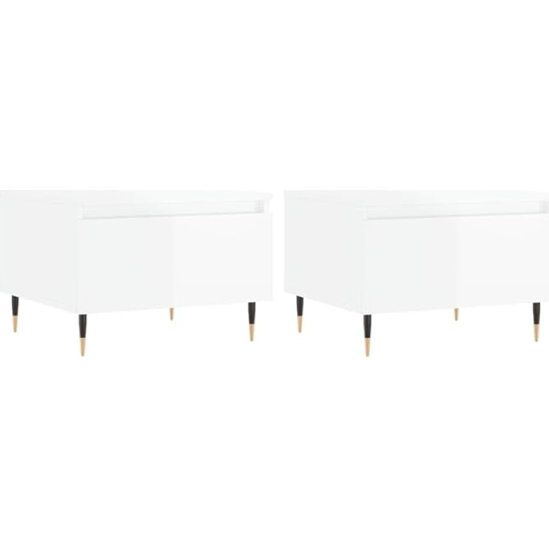 vidaXL Coffee Table, Set of 2, Sofa Table for Living Room, Living Room Table with Lots of Storage Space, Side Table, Coffee Table, Living Room Furniture, High Gloss White Wood Material