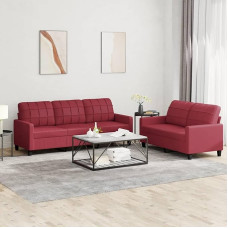 Juroupi 3201381 2-Piece Sofa Set with Cushion Sofa Living Room Sofa Set Sofas for Living Room Wine Red Faux Leather