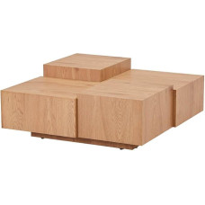 Home Deluxe - Nayeli Coffee Table - Light Oak, Size: 96 x 96 x 39 cm, MDF Top, No Assembly, Living Room Table, Side Table, Sofa Table
