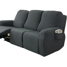 ZYHBBGXFC-XM Liege-Schonbezug, 4/6/8-teiliges Set, Stretch-Sofabezug mit Seitentasche, weicher, Dicker, waschbarer Möbelschutz for Wohnzimmer(Gray,3 Seats)