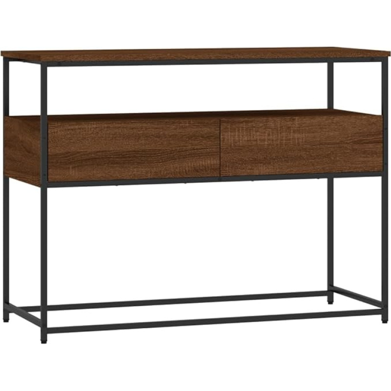 Makastle Console Table, Hallway Table, Decorative Table, Living Room and Bedroom, Standing Shelf, Side Table, Sofa Table, Entrance Table Behind Sofa, Brown Oak Look, 100 x 40 x 75 cm, Wood Material