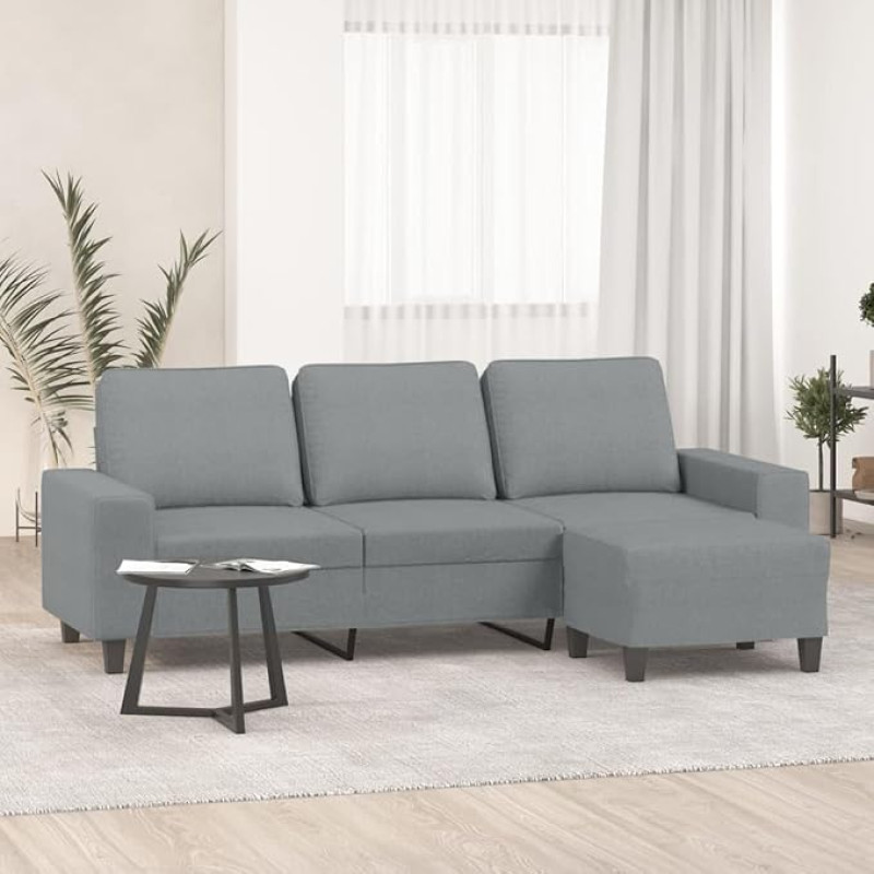 Snsowed 3201151 3-Seater Sofa with Stool, Light Grey, 180 cm Fabric, Lounge Sofa, Sofas & Couches, Relax Sofa, Couch for Living Room