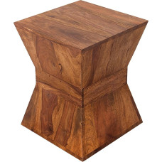 PYRAMID Design Side Table 45 cm Solid Wood Stool Sheesham Stone Finish
