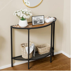 SAYGOER Console Table, Narrow Sofa Table with 2 Levels, Modern Side Table, Small Table, Hallway Table, Semicircular Coffee Table for Living Room, Bedroom, Balcony, Console Table, Retro Brown