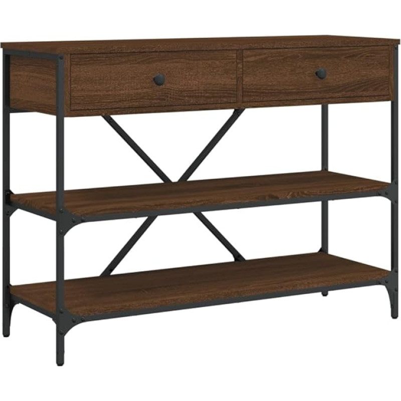 Makastle Console Table Hallway Table Decorative Living Room Bedroom Standing Shelf Side Table Sofa Table Entrance Table Behind Sofa with Drawers and Shelves Brown Oak Look