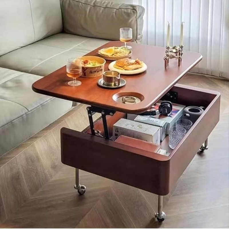 LJZNGDHG Couchtisch Lift Top für Wohnzimmer, Quadratischer Couchtisch Aus Holz, Moderne Akzent Sofa Beistelltisch, Eisen End Nachttisch(Style 1,60x60cm)