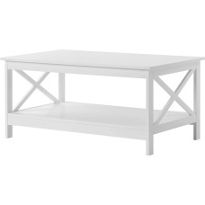 Side Table, Coffee Table, Living Room, Modern X Design, Wooden Side Table with Storage Shelf (White)