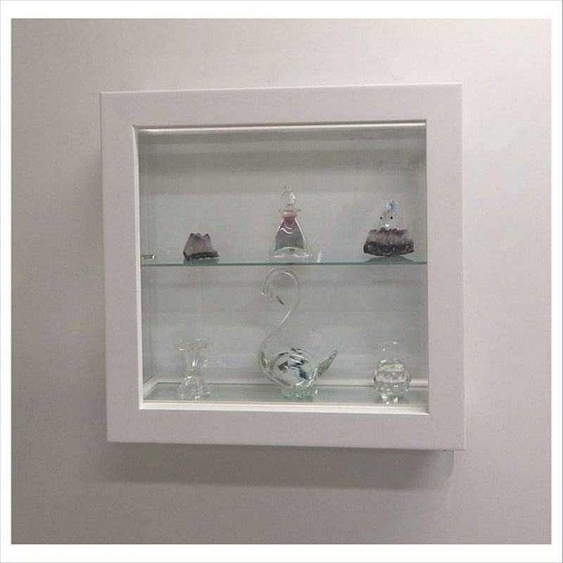 VM ART DESIGN GLASS VMBR6TC-QD50-TR-WHT Hanging Glass Display Cabinet