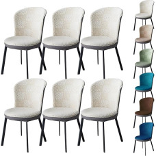 ouxei Moderne Patchwork 3D Jacquard Stuhlhussen Set Von 1/2/4/6, Stretch Waschbar Arc Sitz Protektoren(Beige 6pcs)