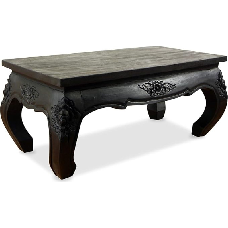 livasia Opium Table Made of Solid Wood - 80 x 40 x 35 cm - Hand-Carved Wooden Side Table from Thailand, Sustainable and Timeless, Sets Stylish Accents as a Sofa Table