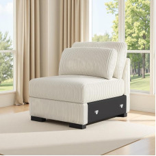 1-Seater Sofa in Corduroy Fabric, Living Room Armchair, Oversized Reading Chair, Couch Lounge Sofa, Upholstered Chair, TV Chair, Single Sofa for Living Room, Bedroom, Office, Beige