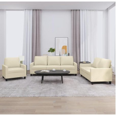 Willood 3-Piece Sofa Set with Cushion Cream Faux Leather Lounge Sofa Lounge Furniture Living Room Sofas3201399