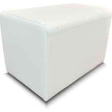 Quattro Meble Real Leather Stool 60 x 40 x 40 cm Cowhide Seat Cube Footstool Upholstered Stool Pure White