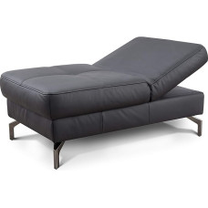 CAVADORE Benda Leather Stool with Chair Function / Practical 2-in-1 Functional Stool with Spring Core / Upholstered Stool with Fold-Up Backrest / 114 x 45 x 71 cm / Genuine Leather: Black